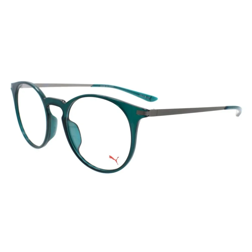 PUMA PU0116O 003 Eyeglasses Frames Round 49-20-145 Green / Silver
